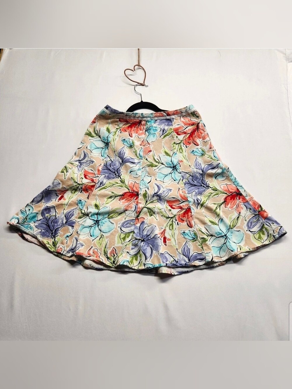⭐️Requirements Sport Floral A-Line Midi Skirt Size 8 Watercolor Cotton Blend